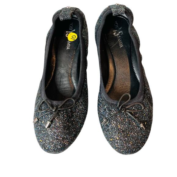 Yosi Samra Glitter Block Heel Metallic Shoes Size 10 Black - Picture 2 of 10